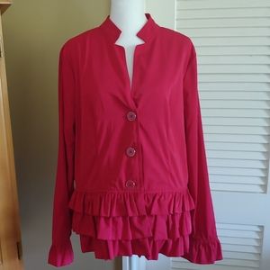 Marc Bouwer Pink Jacket with Ruffled Tiered Peplum